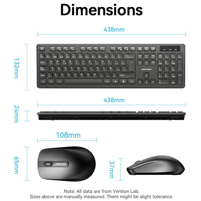 Vention Combo Teclado y Ratón KTD-B0-ES Negro - Edición Español